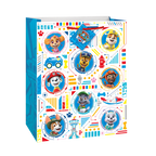 Multicolor PAW Patrol gift bag with cartoon puppies for birthday from Parte Haus party supply store in Bethesda Maryland