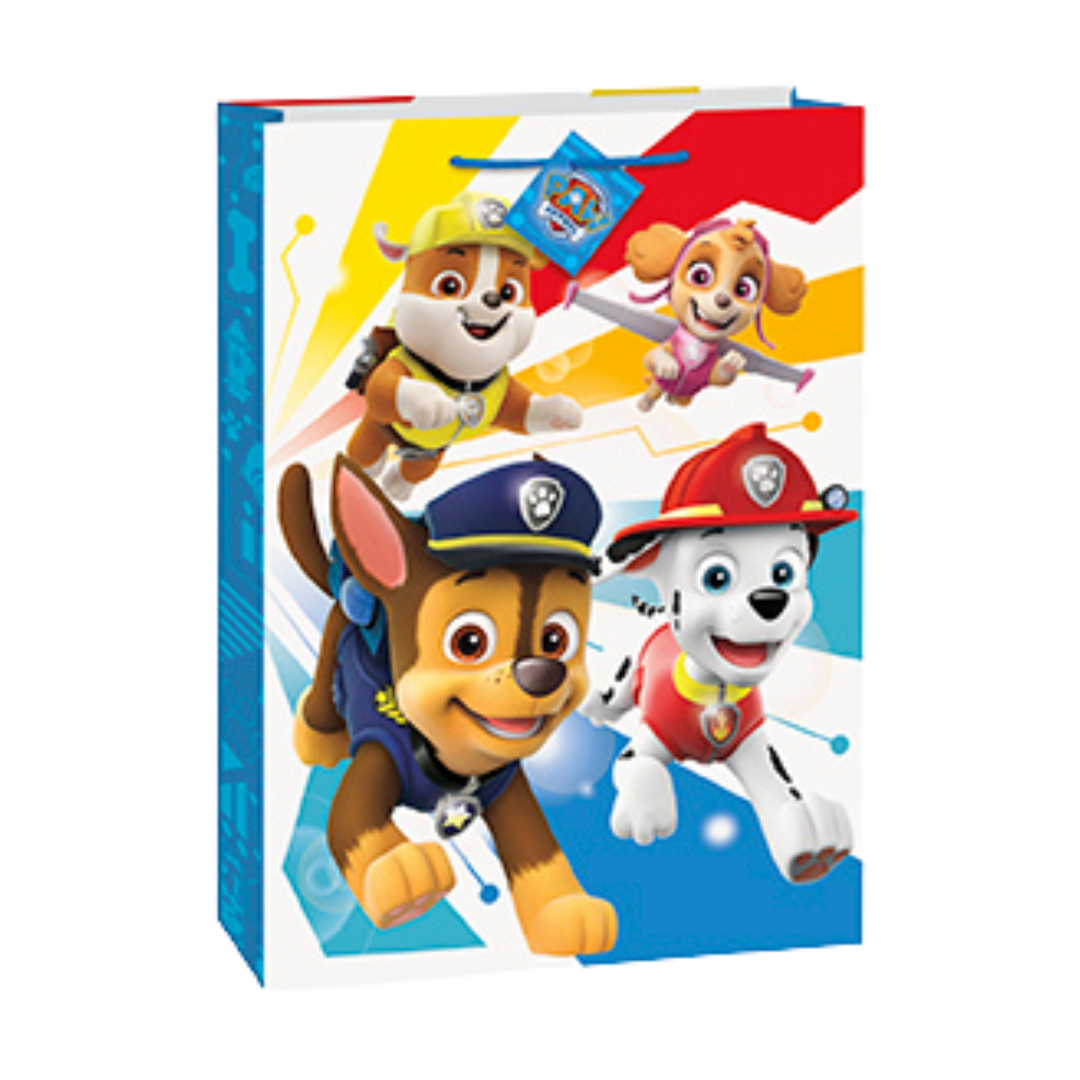 Colorful Paw Patrol gift bag with cartoon characters for kids birthday from Parte Haus party supply store in Bethesda MD
