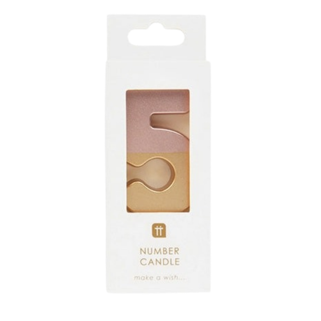 Pink and Gold Ombre 0-9 Number Candles