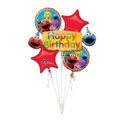 Colorful Sesame Street balloons with character faces and happy birthday text for birthday from Parte Haus party supply store in Bethesda MD