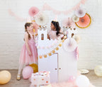 Pink princess castle playhouse birthday decorations for kids from Parte Haus party supply store in Bethesda MD