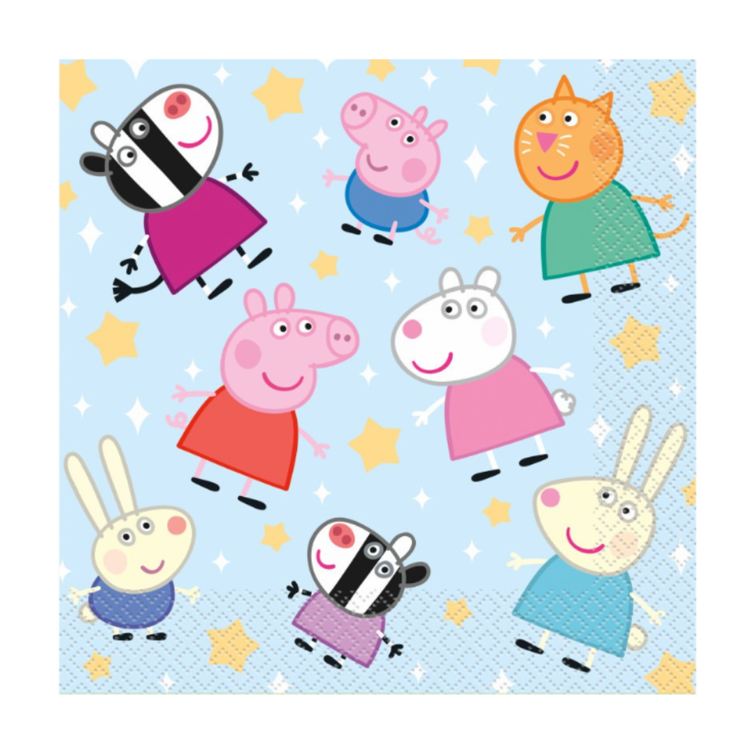colorful cartoon character napkins with stars for kids birthday from Parte Haus party supply store in Bethesda MD