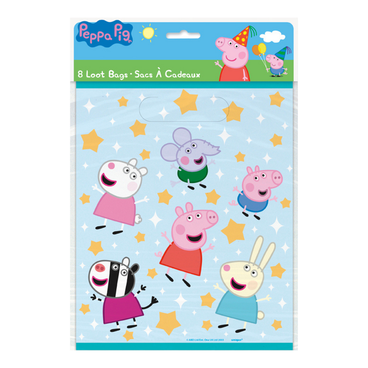 Light Blue Peppa Pig Loot Bags, 8pk