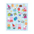 Multicolor Peppa Pig sticker sheet with party hats balloons and gifts Birthday theme from Parte Haus party supply store in Bethesda MD