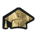 Gold black graduation cap decoration for graduation from Parte Haus party supply store in Bethesda MD