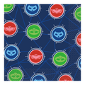 Blue red and green PJ Masks napkin featuring character icons kids birthday from Parte Haus party supply store in Bethesda MD
