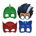 Green red blue and black character masks with animal and superhero designs for kids birthday from Parte Haus party supply store in Bethesda Maryland