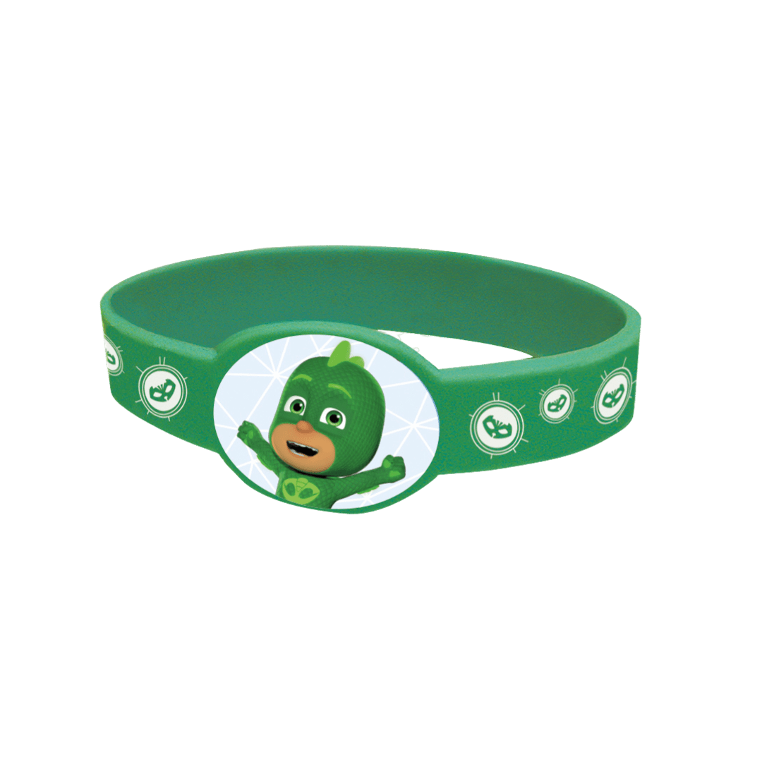 Green kids bracelet with cartoon character and mask icons for birthday at Parte Haus party supply store in Bethesda MD