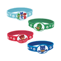 Blue green red kids wristbands featuring cartoon heroes birthday theme from Parte Haus party supply store in Bethesda MD