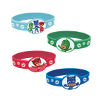 Blue green red kids wristbands featuring cartoon heroes birthday theme from Parte Haus party supply store in Bethesda MD