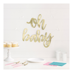 Gold oh baby banner sign baby shower from Parte Haus party supply store in Bethesda MD