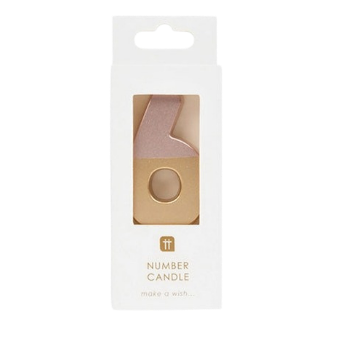 Pink and Gold Ombre 0-9 Number Candles