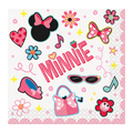 Pink Minnie Mouse napkin with floral and bow designs for kids birthday from Parte Haus party supply store in Bethesda MD
