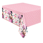 Pink Minnie Mouse plastic table cover for birthday from Parte Haus party supply store in Bethesda MD