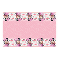 Pink Minnie Mouse table cover with polka dots birthday theme from Parte Haus party supply store in Bethesda Maryland