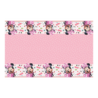 Pink Minnie Mouse table cover with polka dots birthday theme from Parte Haus party supply store in Bethesda Maryland
