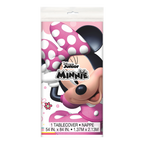 Pink Minnie Mouse tablecover with polka dots for kids birthday from Parte Haus party supply store in Bethesda MD