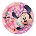 Pink Minnie Mouse paper plate with polka dots for birthday from Parte Haus party supply store in Bethesda Maryland