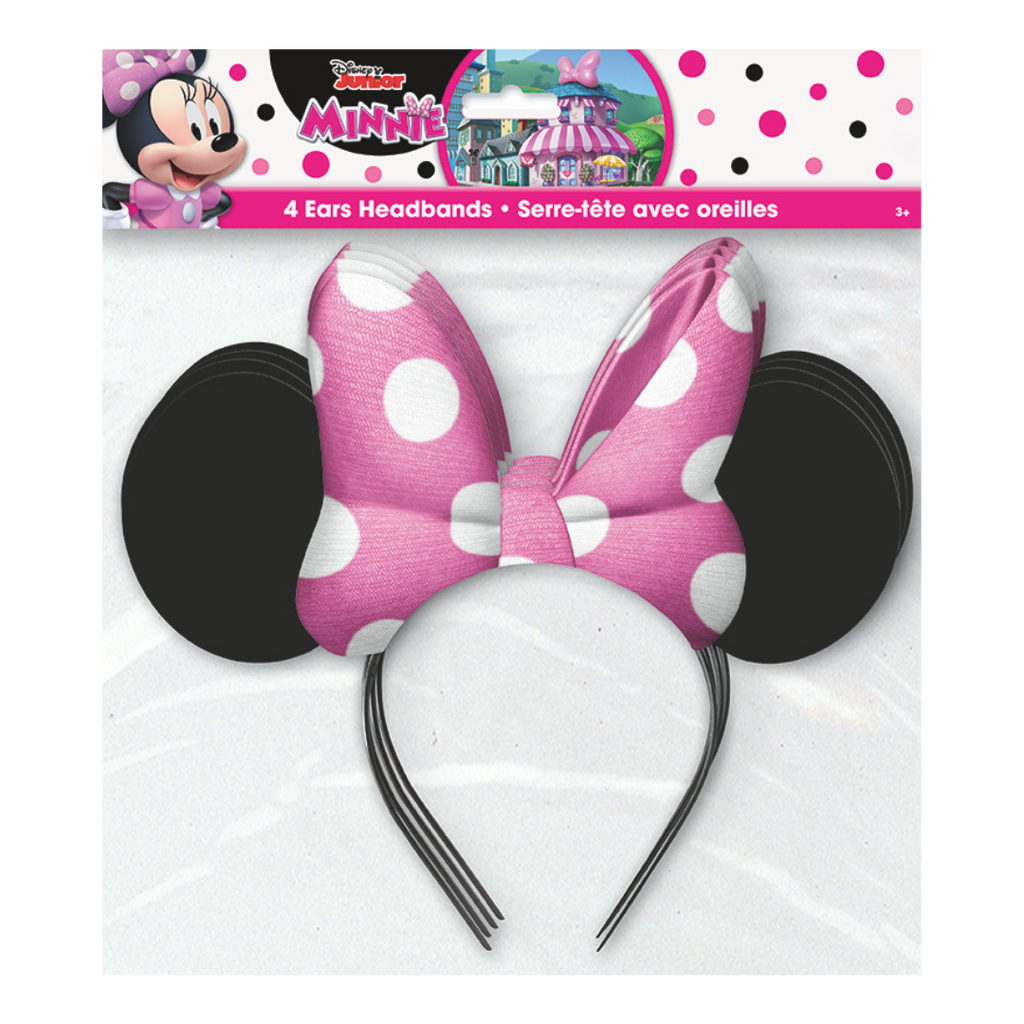 Pink polka dot Minnie Mouse ears headband for birthday theme from Parte Haus party supply store in Bethesda MD