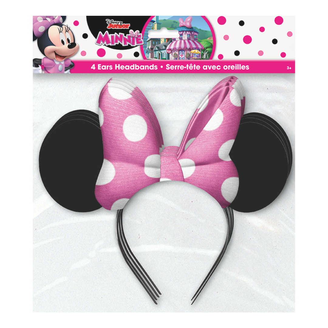 Pink polka dot Minnie Mouse ears headband for birthday theme from Parte Haus party supply store in Bethesda MD