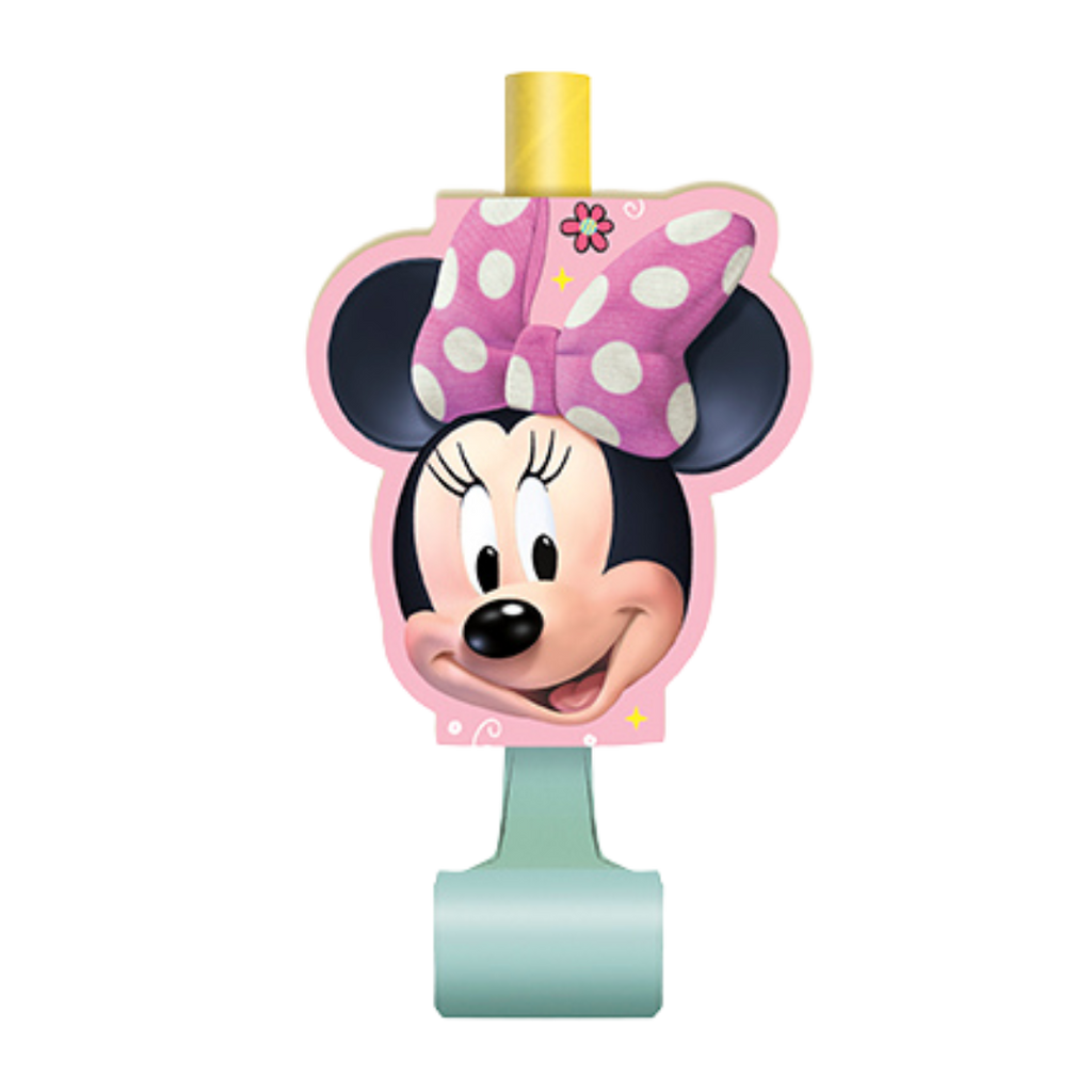 Pink Minnie Mouse blowout favor with polka dot bow for kids birthday from Parte Haus party supply store in Bethesda MD