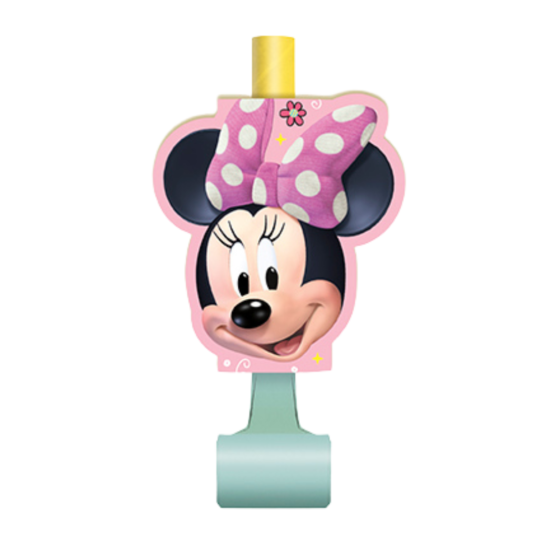 Pink Minnie Mouse blowout favor with polka dot bow for kids birthday from Parte Haus party supply store in Bethesda MD