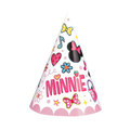 Pink Minnie Mouse birthday cone hat with bows and hearts from Parte Haus party supply store in Bethesda MD