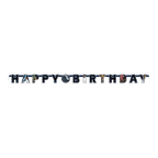 black space theme happy birthday banner for birthday from Parte Haus party supply store in Bethesda MD