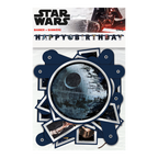 Black and blue Star Wars birthday banner featuring Death Star for kids celebration from Parte Haus party supply store in Bethesda MD