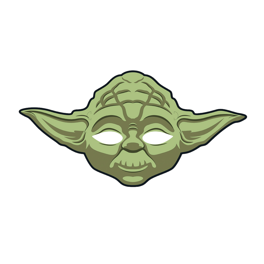green Yoda mask cartoon character for birthday theme from Parte Haus party supply store in Bethesda Maryland