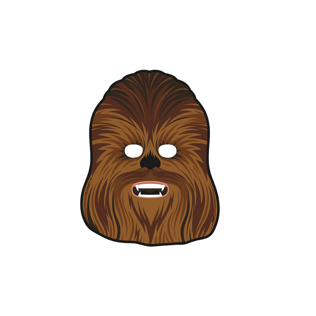 Brown Chewbacca mask with cutout eyes and mouth for Star Wars theme from Parte Haus party supply store in Bethesda MD.