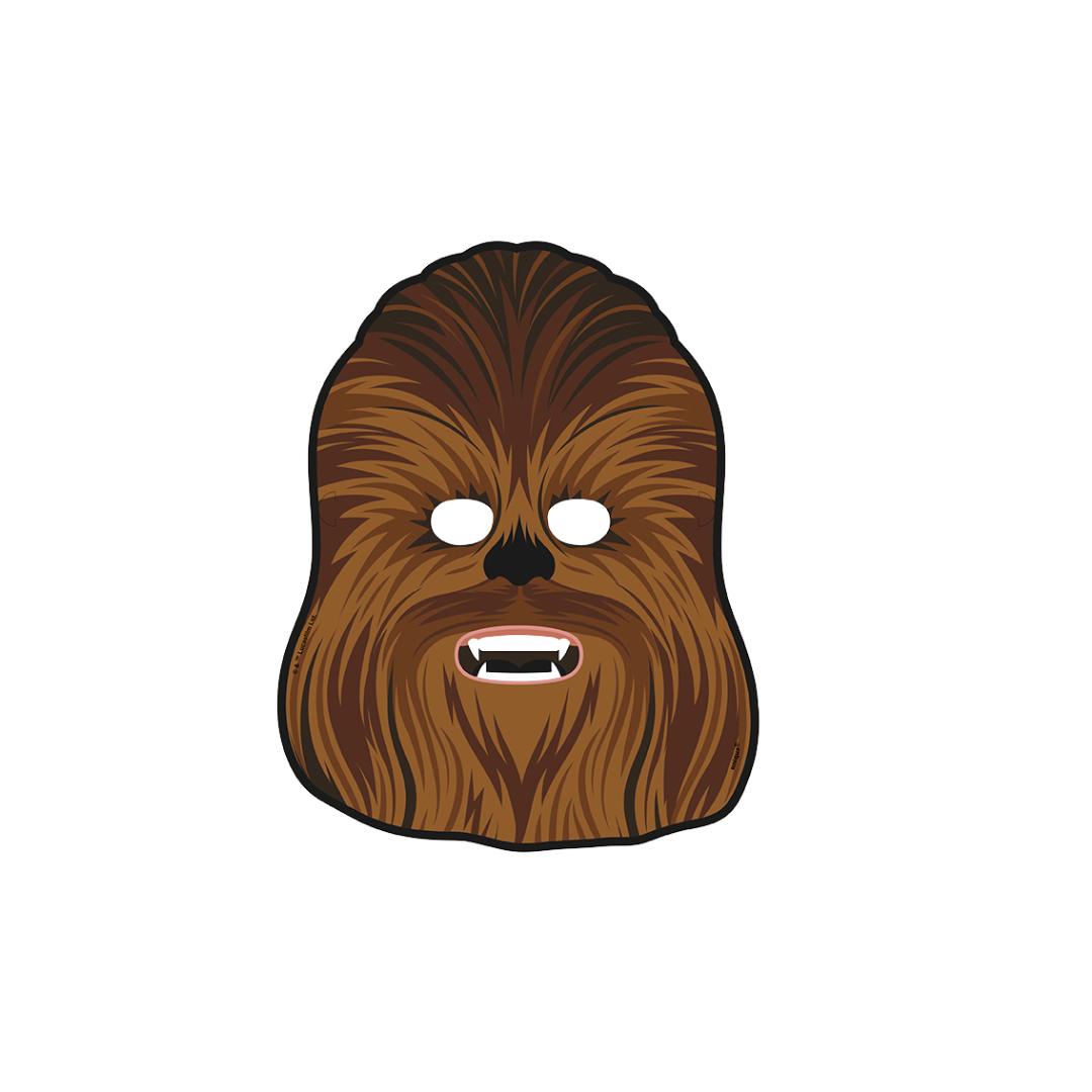 Brown Chewbacca mask with cutout eyes and mouth for Star Wars theme from Parte Haus party supply store in Bethesda MD.