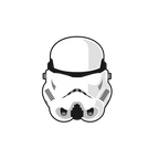 white stormtrooper mask with black accents sci fi birthday theme from Parte Haus party supply store in Bethesda MD