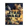 Black and yellow Star Wars plastic table cover with space battle scene birthday theme from Parte Haus party supply store in Bethesda Maryland