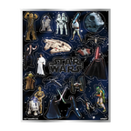 multicolor Star Wars sticker sheet with character and ship illustrations for birthday theme from Parte Haus party supply store in Bethesda MD