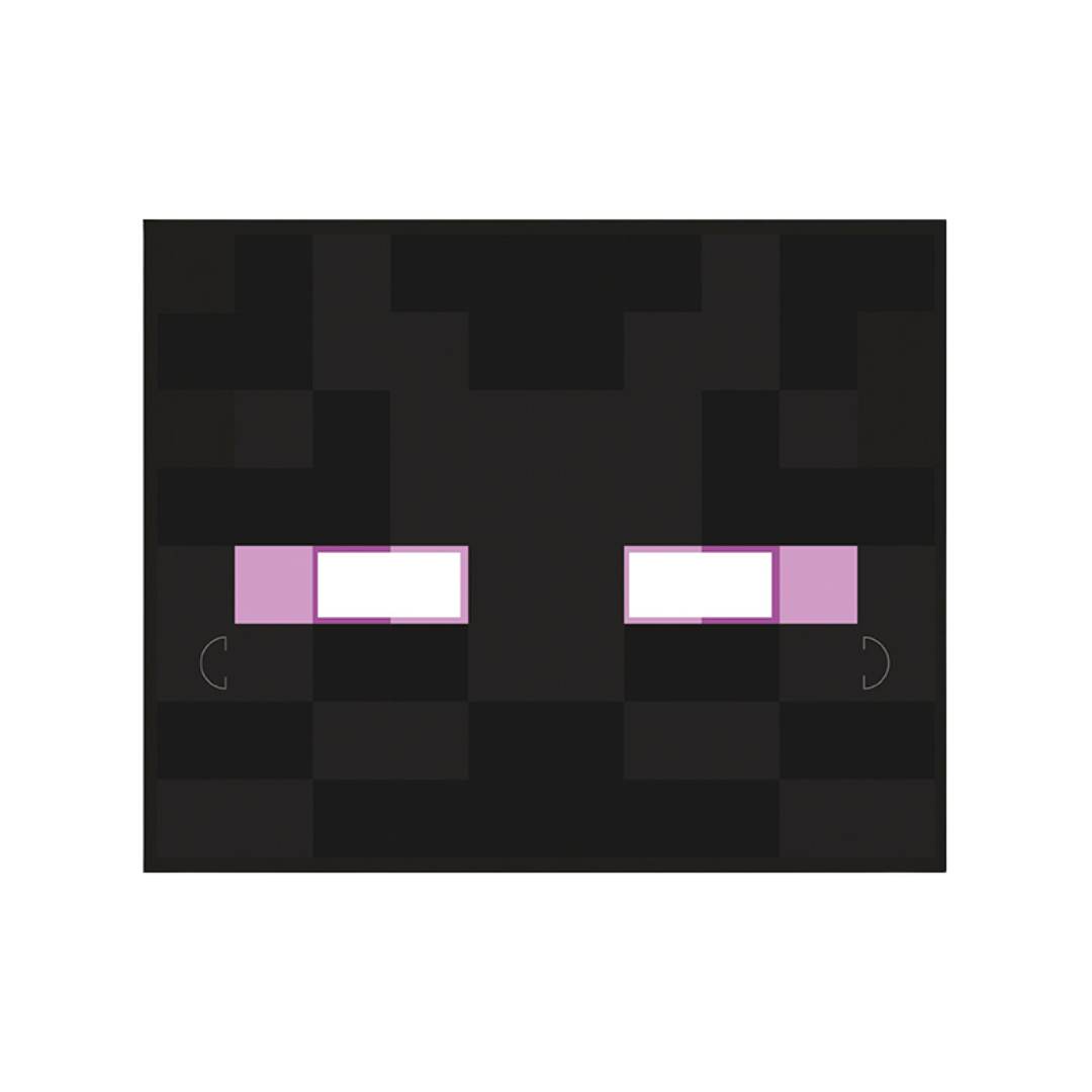 Black and purple rectangular banner with pixelated face design Minecraft birthday theme from Parte Haus party supply store in Bethesda Maryland