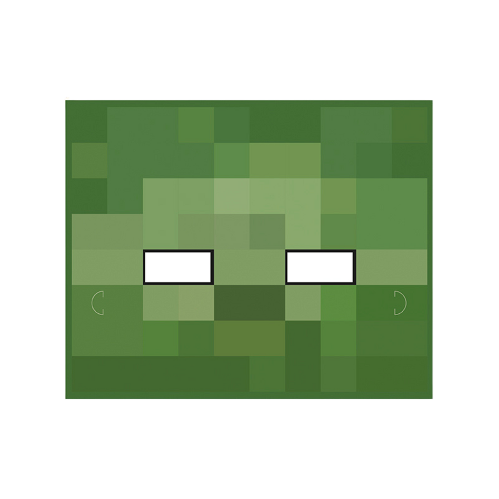 Green pixelated mask square birthday decoration Minecraft theme from Parte Haus party supply store in Bethesda MD