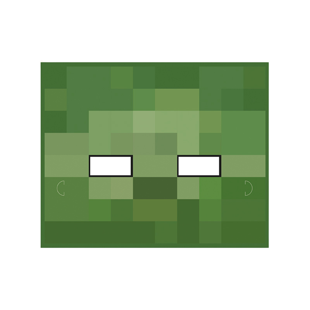 Green pixelated mask square birthday decoration Minecraft theme from Parte Haus party supply store in Bethesda MD