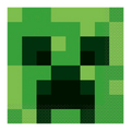 Green pixelated napkin with block face design for gaming birthday from Parte Haus party supply store in Bethesda, MD.