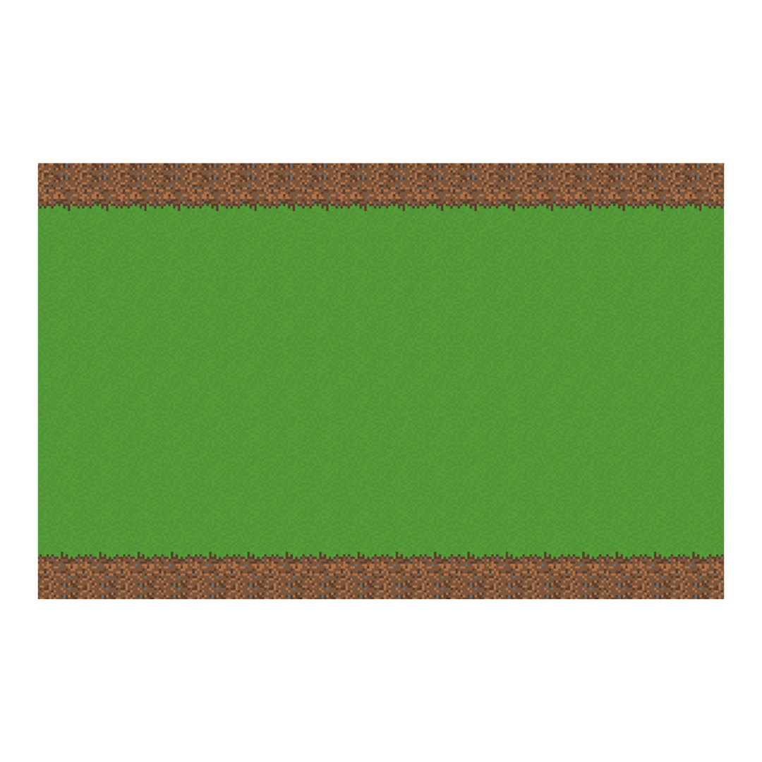 green brown rectangular tablecover with pixel grass design birthday theme from Parte Haus party supply store in Bethesda MD