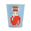 Blue pixel potion paper cup with video game theme from Parte Haus party supply store in Bethesda Maryland