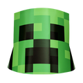 Green Creeper paper hat with pixelated design for Minecraft birthday from Parte Haus party supply store in Bethesda, MD.