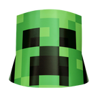 Green Creeper paper hat with pixelated design for Minecraft birthday from Parte Haus party supply store in Bethesda, MD.