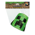 Green Minecraft cone hats with Creeper face for kids birthday from Parte Haus party supply store in Bethesda Maryland