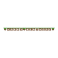 Green brown birthday banner with block letters for gaming theme from Parte Haus party supply store in Bethesda MD
