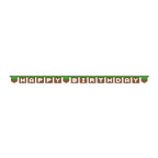 Green brown birthday banner with block letters for gaming theme from Parte Haus party supply store in Bethesda MD