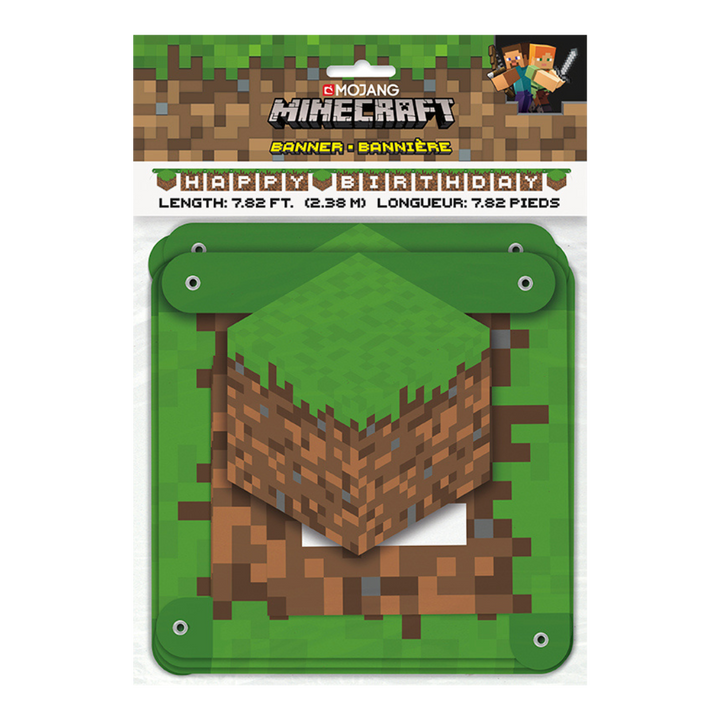 Brown and Green Minecraft "Happy Birthday" Jointed Banner