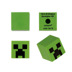 Green Minecraft block eraser with pixel creeper face for gaming birthday from Parte Haus party supply store in Bethesda MD.