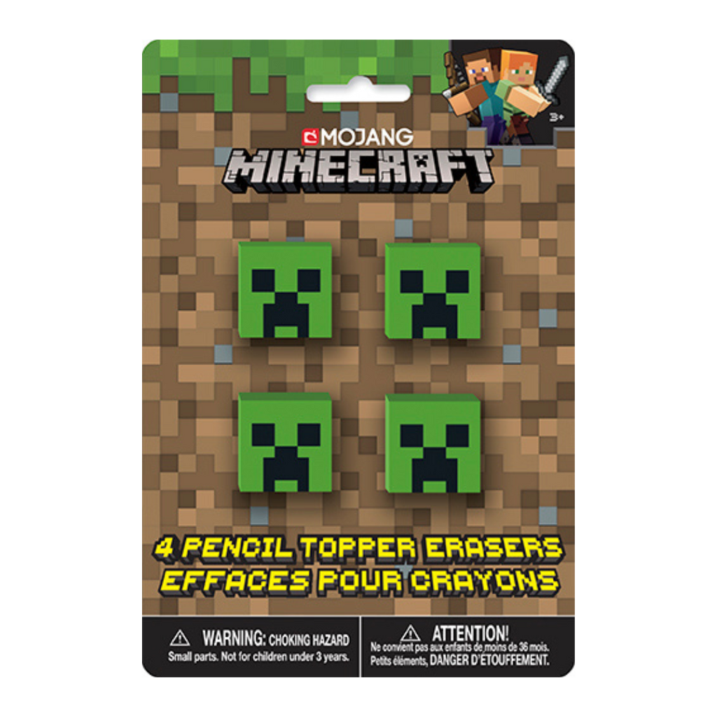 Green Minecraft Creeper pencil eraser toppers for gaming birthday theme from Parte Haus party supply store in Bethesda MD