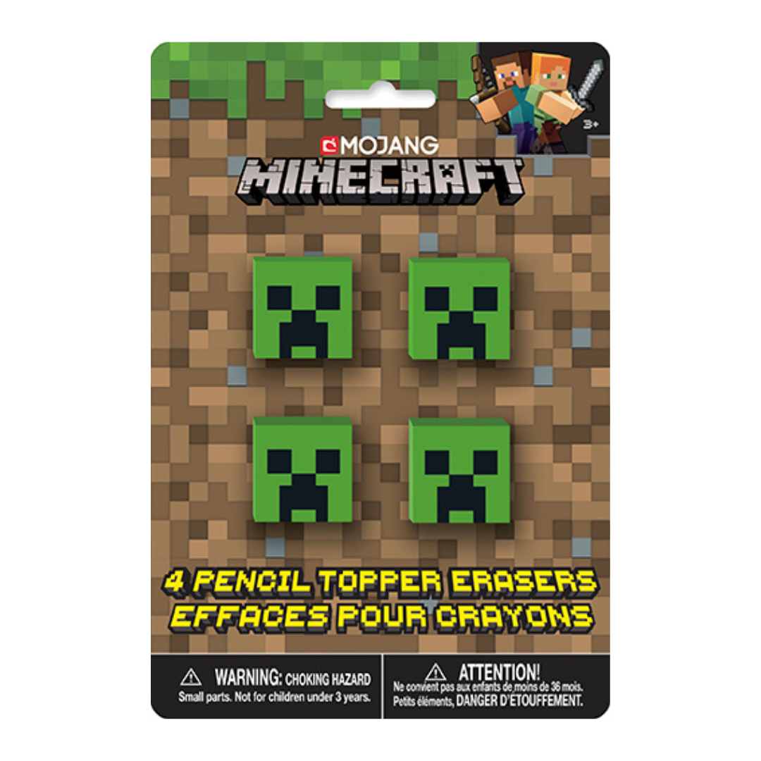 Green Minecraft Creeper pencil eraser toppers for gaming birthday theme from Parte Haus party supply store in Bethesda MD
